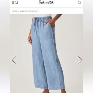 $168 Splendid  Angie Indigo Pant Sz L cropped wide leg super soft & lightweight